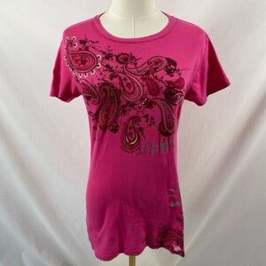 Cowboy Militia pink paisley t shirt size large Y2K boho indie grunge